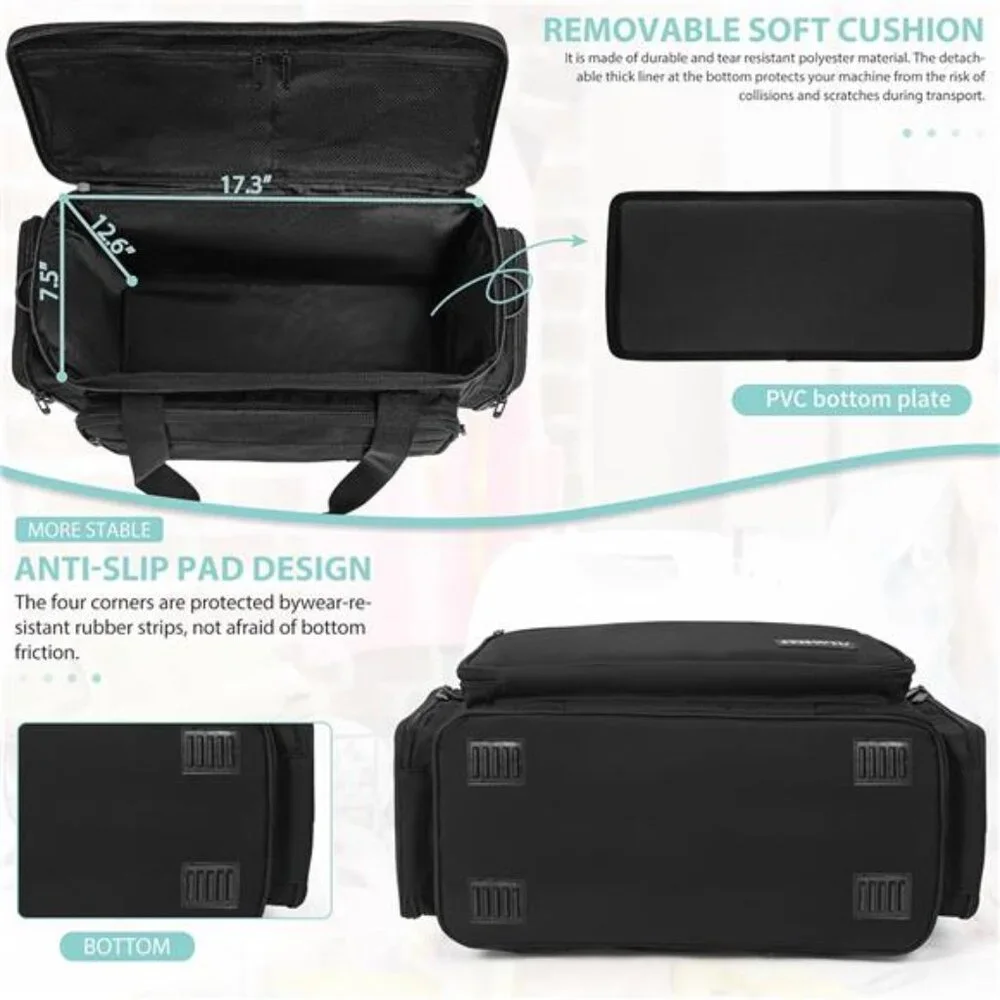 Sewing Machine Carrying Case with Multiple Storage Pockets for Accessories,